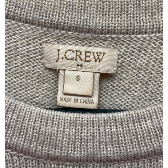 J.Crew Sweater, Gray Crew Neck, Merino Wool Blend, Lace Accent, Women's Size S - Picture 2 of 6
